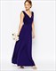 A-Linien-Prom-Kleid in Königsblau mit V-Ausschnitt, ärmellos, Raffungen und lang