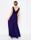 A-Linien-Prom-Kleid in Königsblau mit V-Ausschnitt, ärmellos, Raffungen und lang
