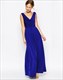 A-Linien-Prom-Kleid in Königsblau mit V-Ausschnitt, ärmellos, Raffungen und lang