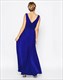 A-Linien-Prom-Kleid in Königsblau mit V-Ausschnitt, ärmellos, Raffungen und lang