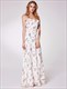 Strapless Ruffle Neck Chiffon Floral Maxi Dress With Belt