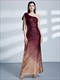 Burgunderfarbenes One-Shoulder ärmelloses Pailletten langes Ballkleid