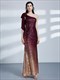 Burgunderfarbenes One-Shoulder ärmelloses Pailletten langes Ballkleid