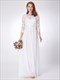 A-Linien Juwelenausschnitt Spitzenoberteil Chiffon Ballkleid mit 3/4 Ärmel