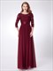 A-Linien Juwelenausschnitt Spitzenoberteil Chiffon Ballkleid mit 3/4 Ärmel