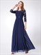 A-Linien Juwelenausschnitt Spitzenoberteil Chiffon Ballkleid mit 3/4 Ärmel
