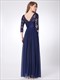A-Linien Juwelenausschnitt Spitzenoberteil Chiffon Ballkleid mit 3/4 Ärmel