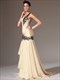 One Shoulder Ärmelloses Perlenbesetztes Applikationes Sheath Prom Dress