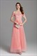 Schulterfreies Organza-Kleid mit floraler Stickerei und kurzen Ärmeln