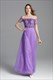 Schulterfreies Organza-Kleid mit floraler Stickerei und kurzen Ärmeln