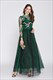 Smaragdgrünes Bodenlanges Prom Kleid Mit Spitzen-Bodice Und Langen Ärmeln