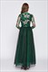Smaragdgrünes Bodenlanges Prom Kleid Mit Spitzen-Bodice Und Langen Ärmeln