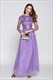 Peach Floral Embroidered Tulle Bridesmaid Dress With Lace Sleeves