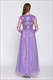 Peach Floral Embroidered Tulle Bridesmaid Dress With Lace Sleeves
