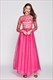 Peach Floral Embroidered Tulle Bridesmaid Dress With Lace Sleeves