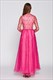 Peach Floral Embroidered Tulle Bridesmaid Dress With Lace Sleeves