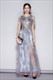 Embroidered Floral Print Bridesmaid Dress With Short Sleeves