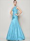 Langes formelles Meerjungfrau-Kleid mit One-Shoulder, gerafftem Oberteil und Drop-Waist