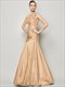 Langes formelles Meerjungfrau-Kleid mit One-Shoulder, gerafftem Oberteil und Drop-Waist