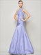 Langes formelles Meerjungfrau-Kleid mit One-Shoulder, gerafftem Oberteil und Drop-Waist