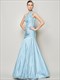 Langes formelles Meerjungfrau-Kleid mit One-Shoulder, gerafftem Oberteil und Drop-Waist