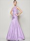 Langes formelles Meerjungfrau-Kleid mit One-Shoulder, gerafftem Oberteil und Drop-Waist