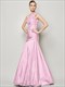 Langes formelles Meerjungfrau-Kleid mit One-Shoulder, gerafftem Oberteil und Drop-Waist