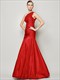 Langes formelles Meerjungfrau-Kleid mit One-Shoulder, gerafftem Oberteil und Drop-Waist