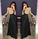 Zweiteiliges langes Prom-Kleid mit transparentem Spitzenoberteil, Verzierungen und langen Ärmeln