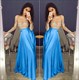 Zweiteiliges langes Prom-Kleid mit transparentem Spitzenoberteil, Verzierungen und langen Ärmeln