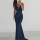 Ärmelloses bodenlanges Mermaid-Abschlussballkleid mit offenem Rücken