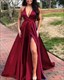 Langes Tiefes V-Ausschnitt Hohe Schlitze Abendkleid