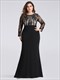Plus-Size-Abschlussballkleid mit Pailletten-Spitzen-Oberteil und langen Ärmeln