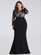 Plus-Size-Abschlussballkleid mit Pailletten-Spitzen-Oberteil und langen Ärmeln