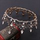 Vintage barocke Braut-Tiara mit Perlenverzierung in runder Form