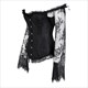 Off-The-Shoulder Lace Overlay Shaper Corset With Long Sleeve