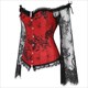 Off-The-Shoulder Lace Overlay Shaper Corset With Long Sleeve