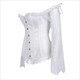 Off-The-Shoulder Lace Overlay Shaper Corset With Long Sleeve
