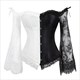 Off-The-Shoulder Lace Overlay Shaper Corset With Long Sleeve