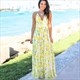 V-Neck Print Spaghetti Straps Maxi Dresses With V-Back