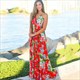 V-Neck Print Spaghetti Straps Maxi Dresses With V-Back