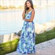 V-Neck Print Spaghetti Straps Maxi Dresses With V-Back