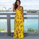 V-Neck Print Spaghetti Straps Maxi Dresses With V-Back