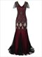  Vintage V-Neck Floor Length Sequin Maxi Dress With Sleeves