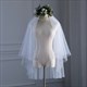 Glittery Double Layer Hem Edge Short Wedding Veil With Pearls