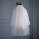 Glittery Double Layer Hem Edge Short Wedding Veil With Pearls