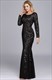 Black Mermaid Sequin Overlay Tulle Prom Dress With Long Sleeve