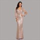 V-Neck Mermaid Sequin Ruched Long Sleeve Prom Dress