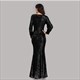 V-Neck Mermaid Sequin Ruched Long Sleeve Prom Dress