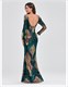 Mermaid Sequin Open Back Prom Dress With Long Sleeve